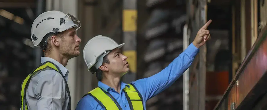 Ingenieros revisando obra civil